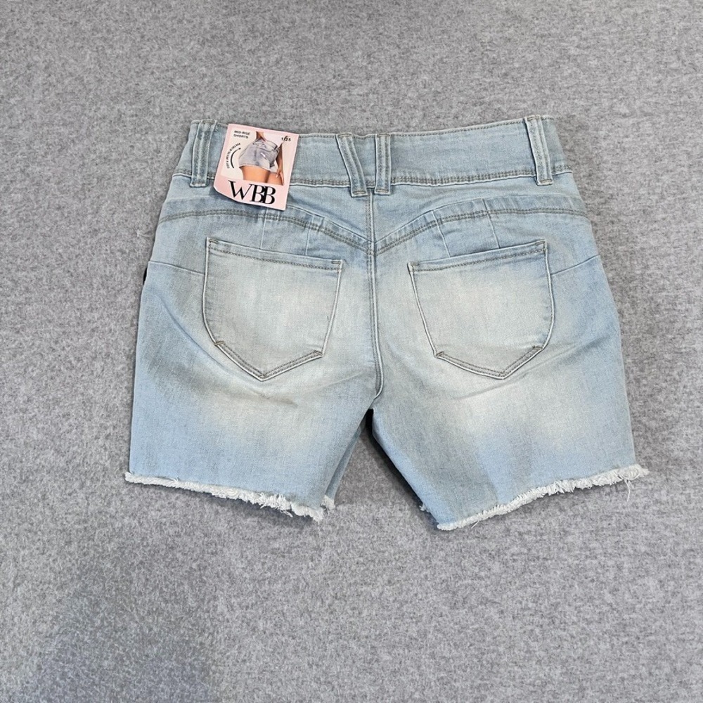 YMI Shorts Womens 1 25 Blue Cutoffs 5" Inseam Light Wash Mid Rise Ripped Denim